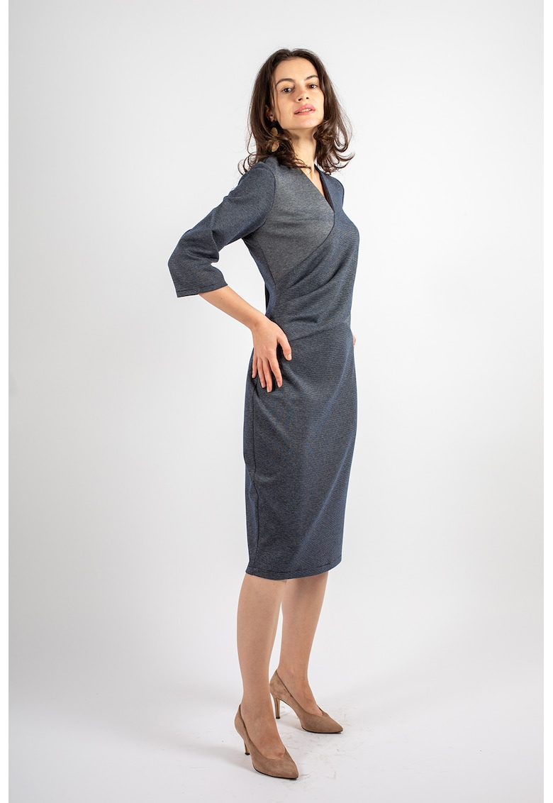 Застъпена миди рокля Phillippa - Меланж тъмно сиво Couture de Marie