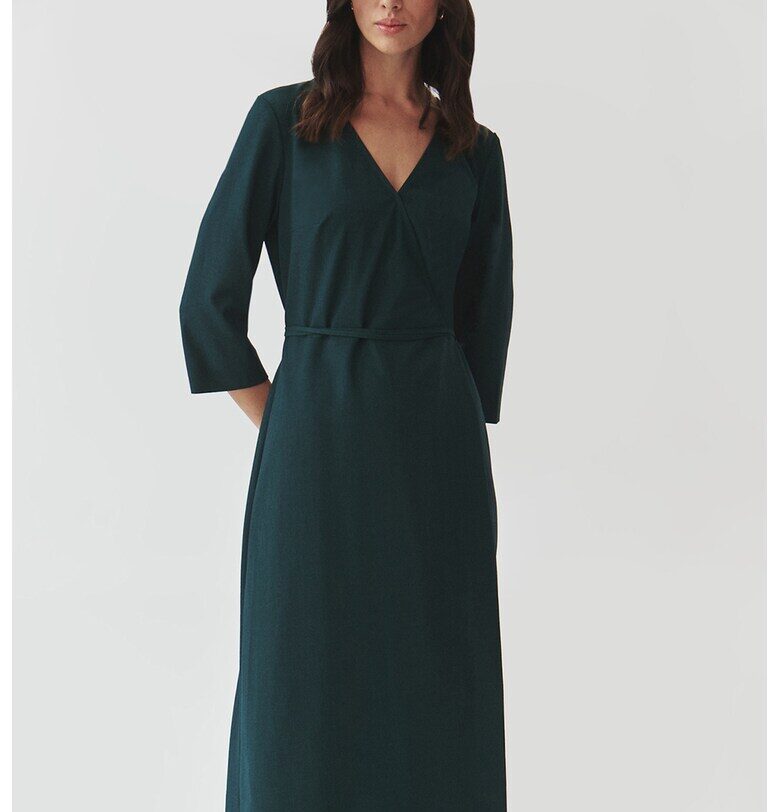 Застъпена миди рокля - Зелен Tatuum