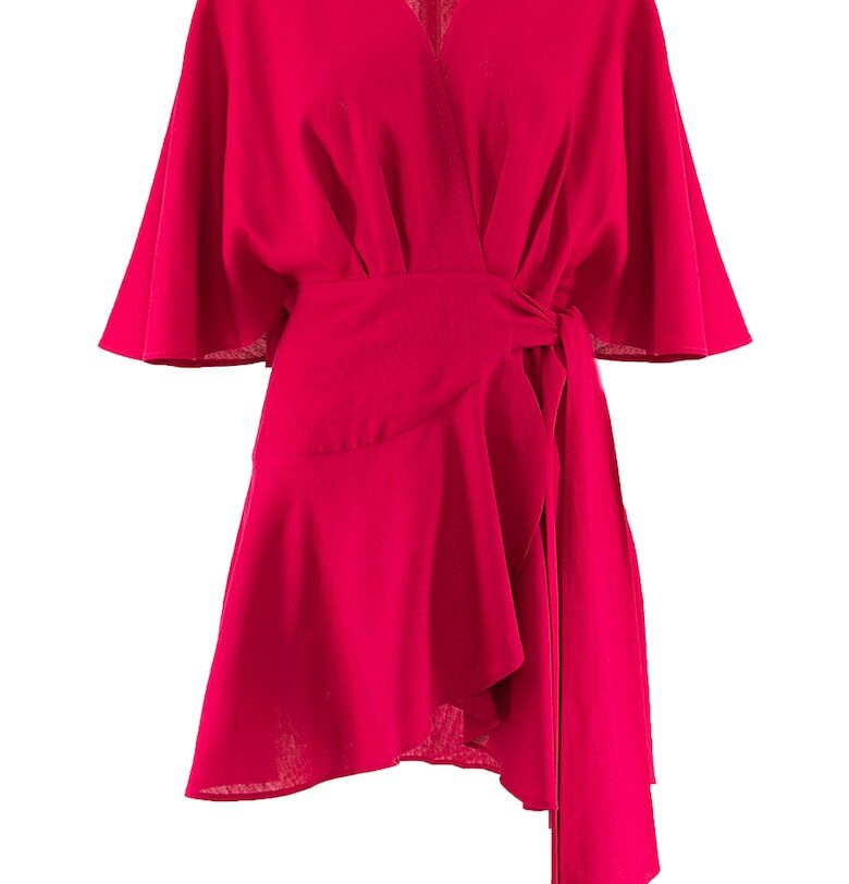 Застъпена рокля Franca с лен - Малина Noria Anis