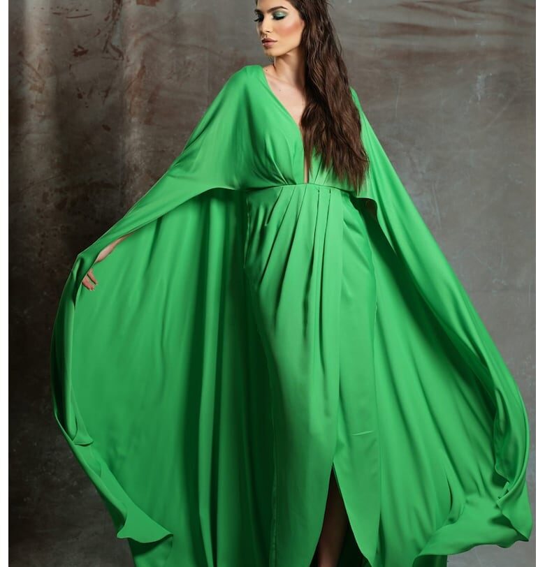 Застъпена рокля Fruitera с ръкави тип пеперуда - Зелен MIAU by Clara Rotescu