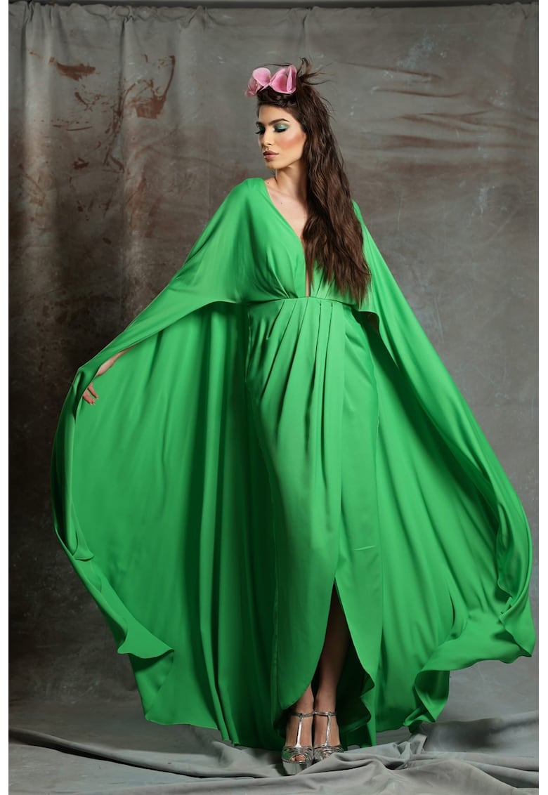 Застъпена рокля Fruitera с ръкави тип пеперуда - Зелен MIAU by Clara Rotescu