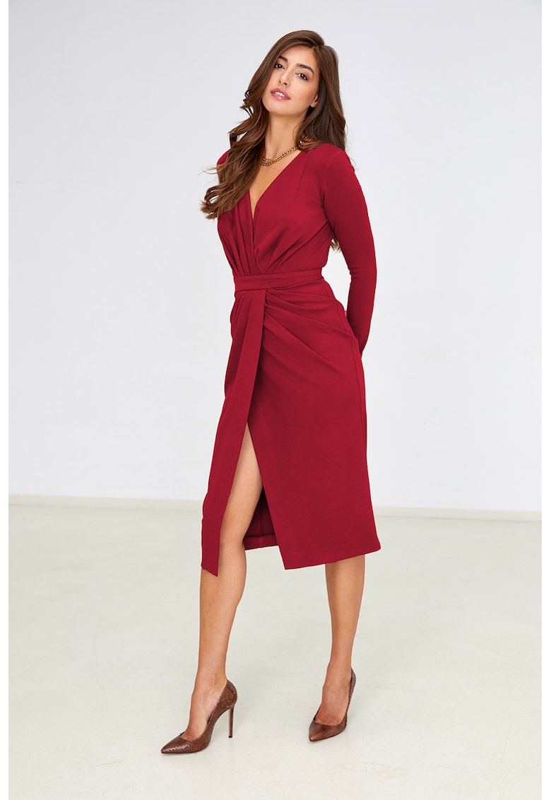 Застъпена рокля - Аленочервен Alina Cernatescu