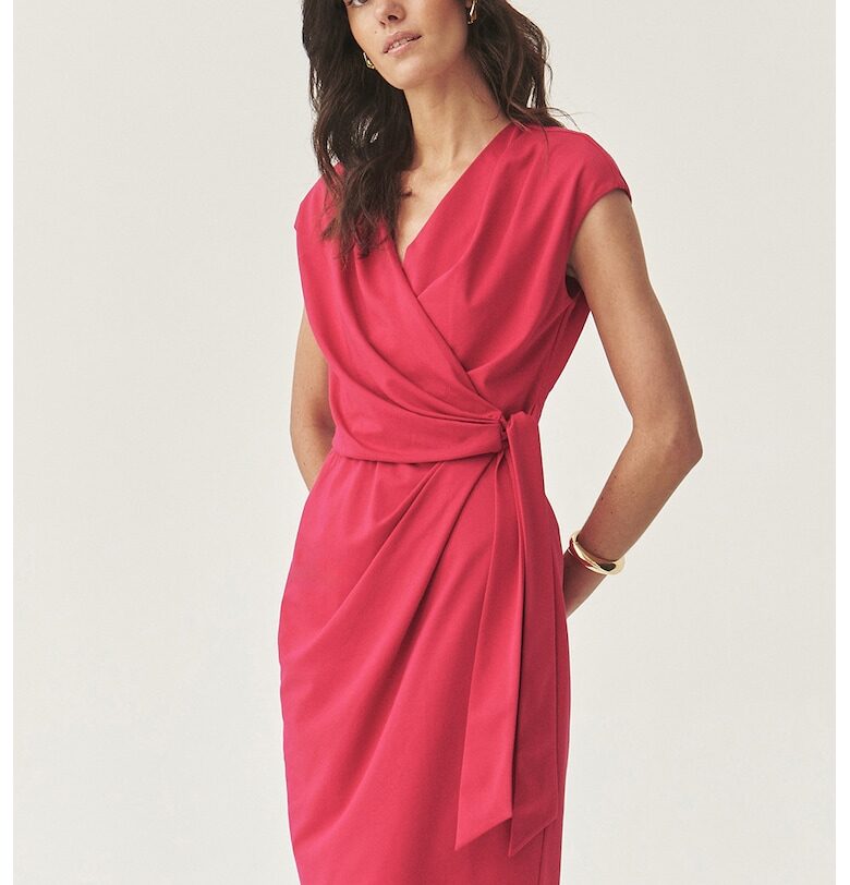 Застъпена рокля без ръкави - Червен Tatuum