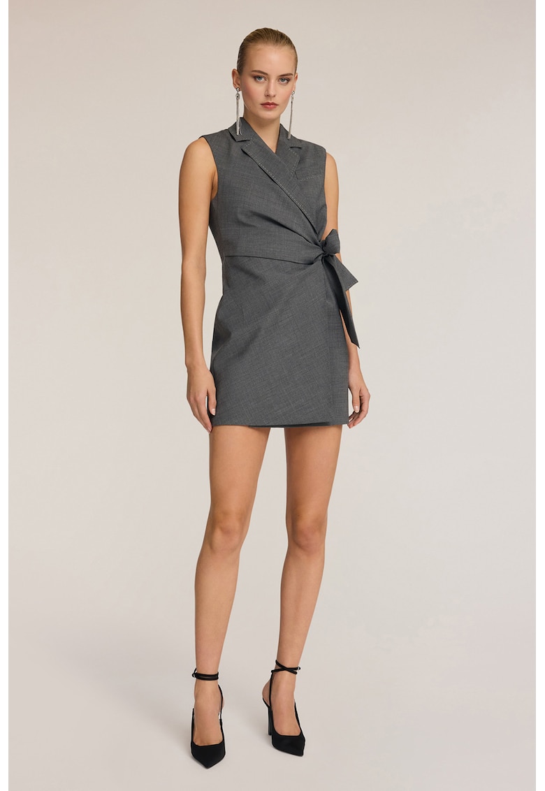 Застъпена рокля с вълна - Tъмносив Motivi