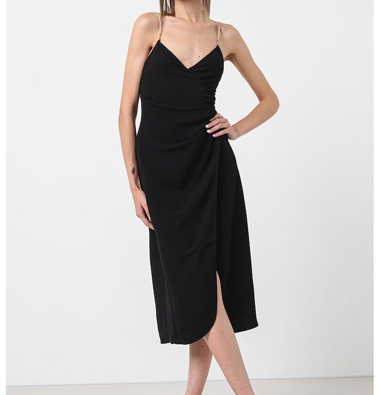 Застъпена рокля с декоративни камъни - Черен ARMANI EXCHANGE