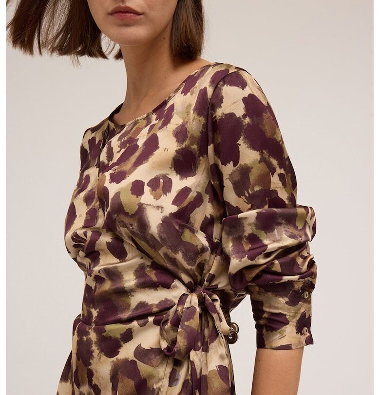 Застъпена рокля с животинска шарка - Кафяв/Бежов Motivi