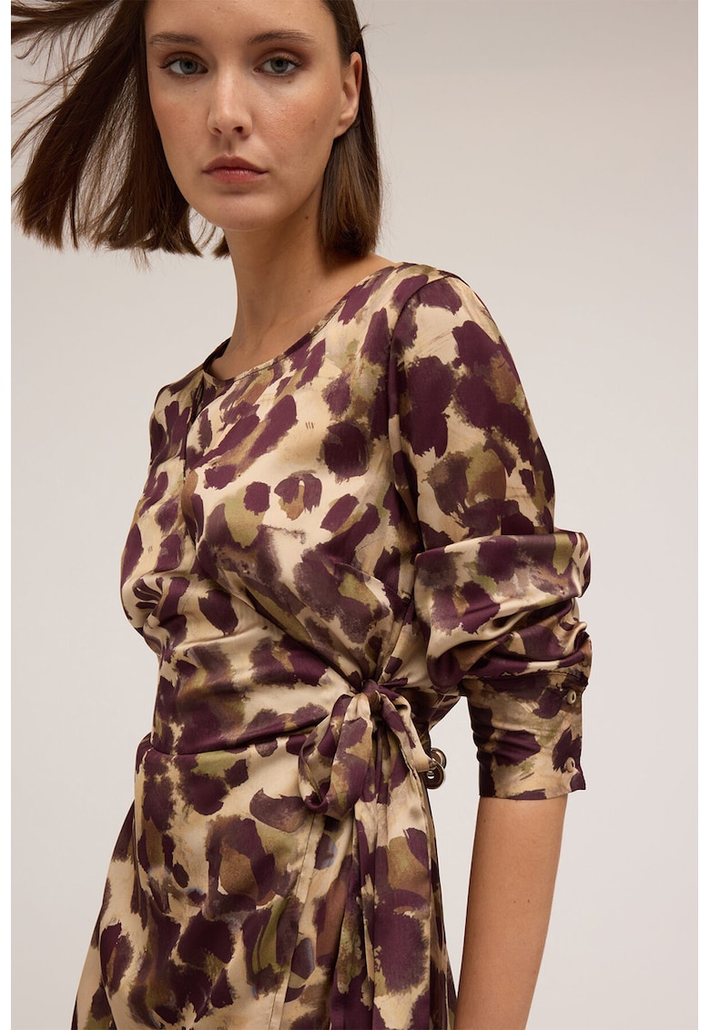 Застъпена рокля с животинска шарка - Кафяв/Бежов Motivi