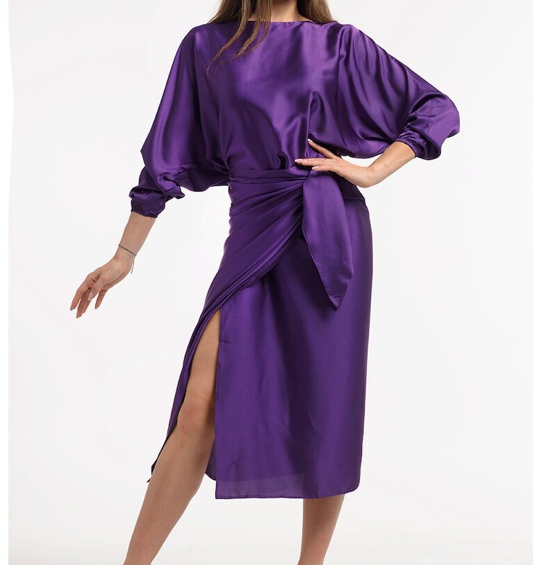 Застъпена рокля с шлиц отпред - Аметист CAMISSI