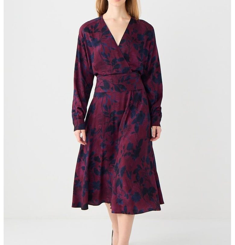 Застъпена флорална рокля - Бордо/Тъмносин JIMMY KEY