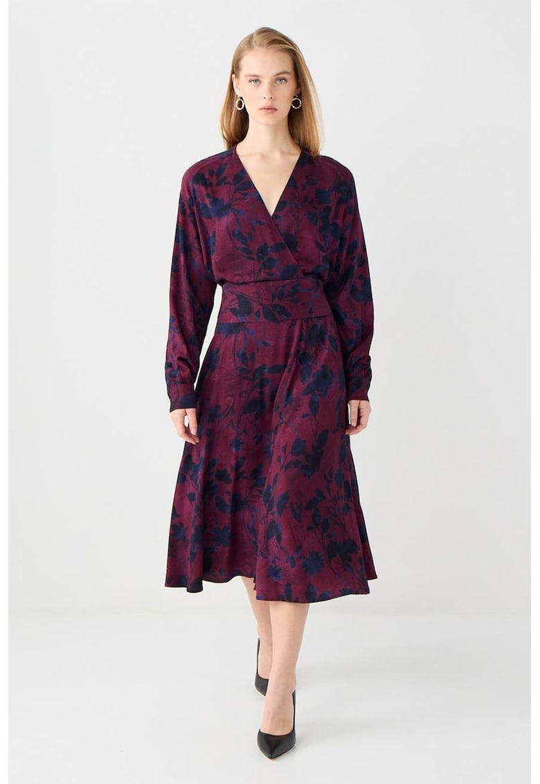 Застъпена флорална рокля - Бордо/Тъмносин JIMMY KEY