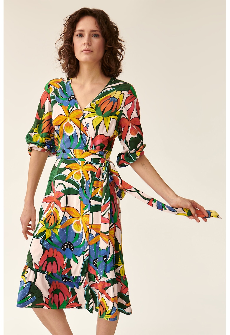 Застъпена флорална рокля - Многоцветен Tatuum