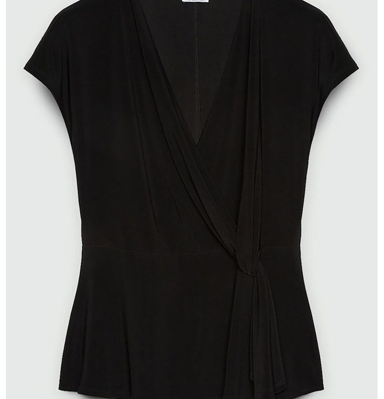 Застъпена шпиц блуза - Черен Fiorella Rubino