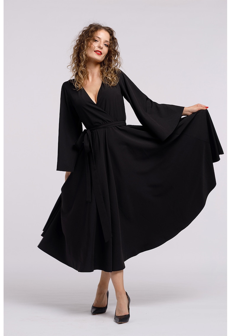 Застъпена шпиц рокля - Черен CAMISSI