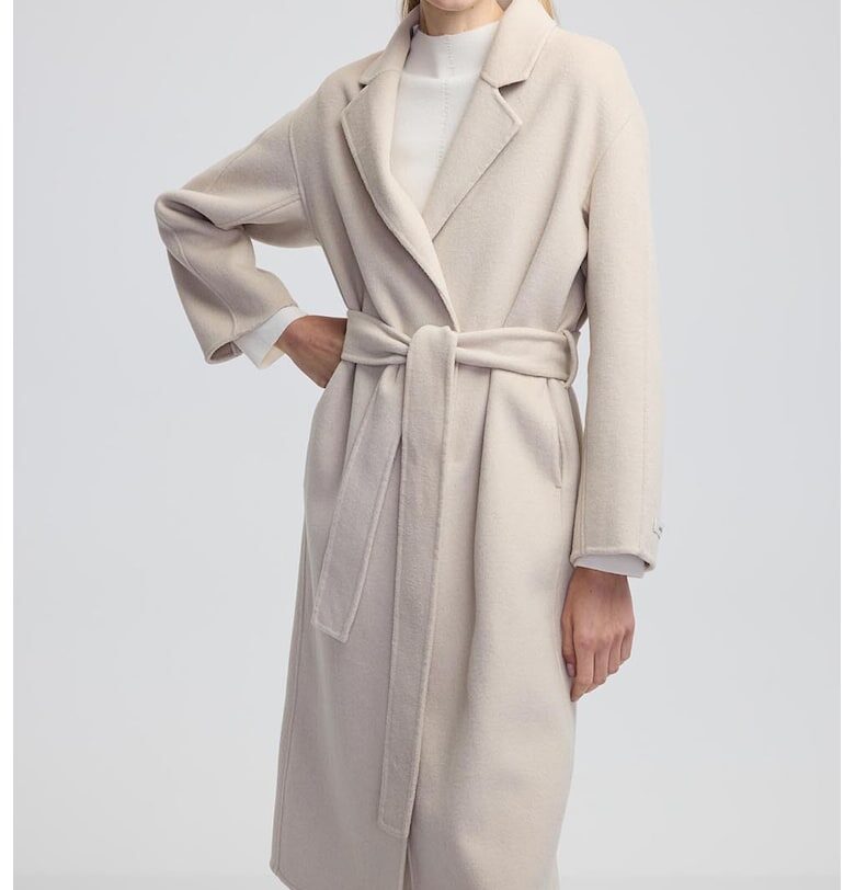 Застъпено палто с вълна - Крем Ipekyol