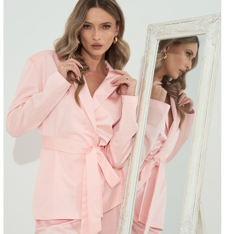 Застъпено сако с колан - Светлорозов Couture de Marie