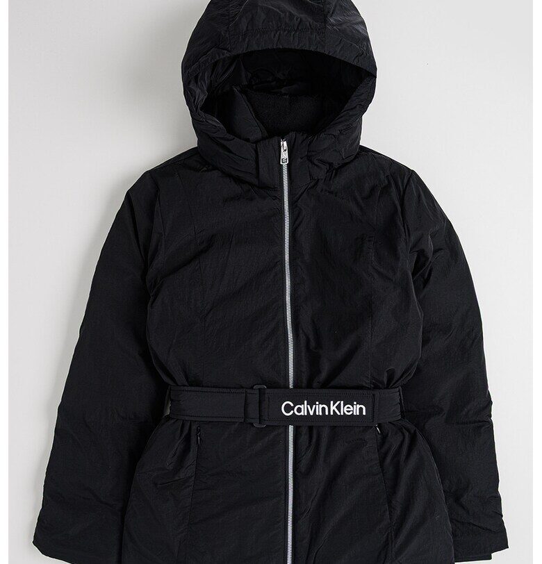 Зимна парка с вата и качулка - Черен CALVIN KLEIN
