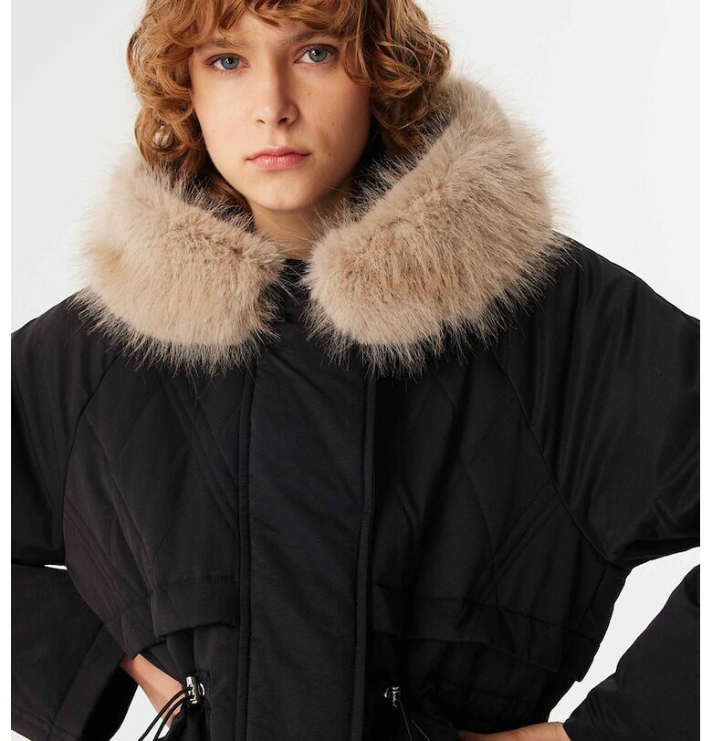 Зимна парка с еко пух - Черен/Мръснобял TWIST