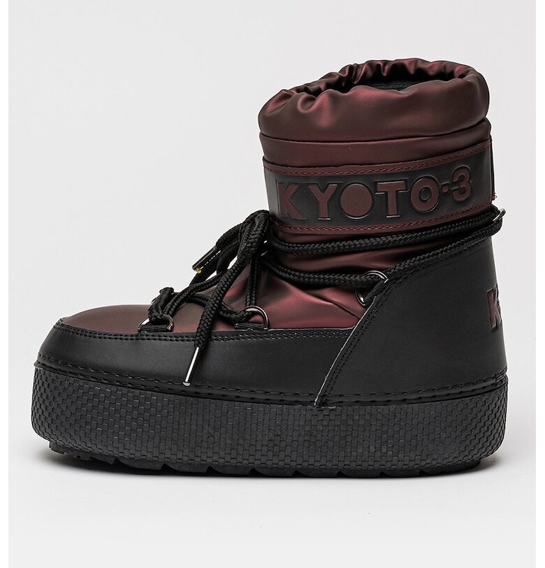 Зимни боти с лесно обуване и принт - Черен/Тъмночервен KYOTO-3