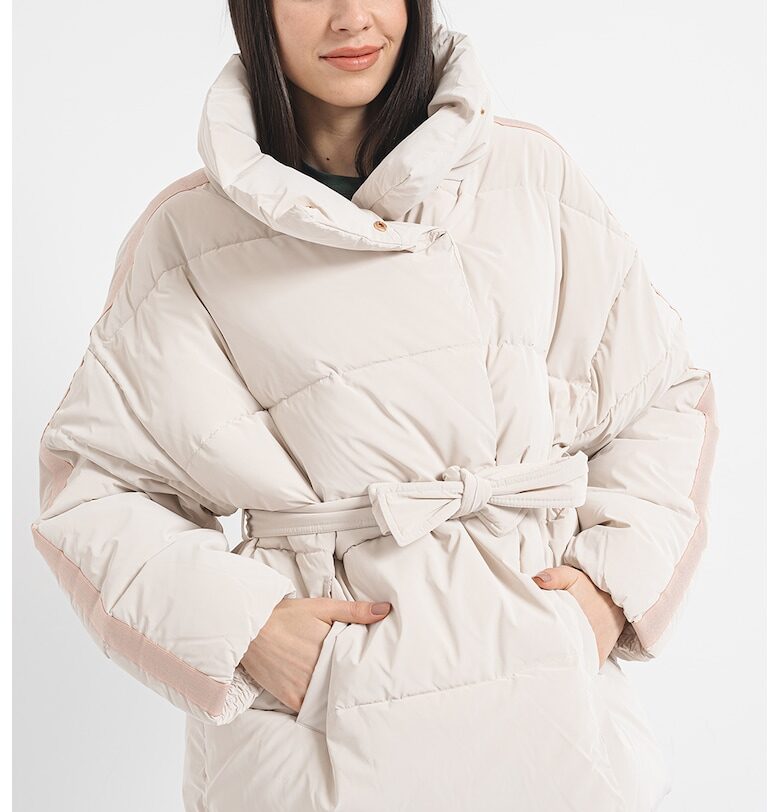 Зимно ватирано яке с висока яка - Слонова кост/Розово златисто EA7