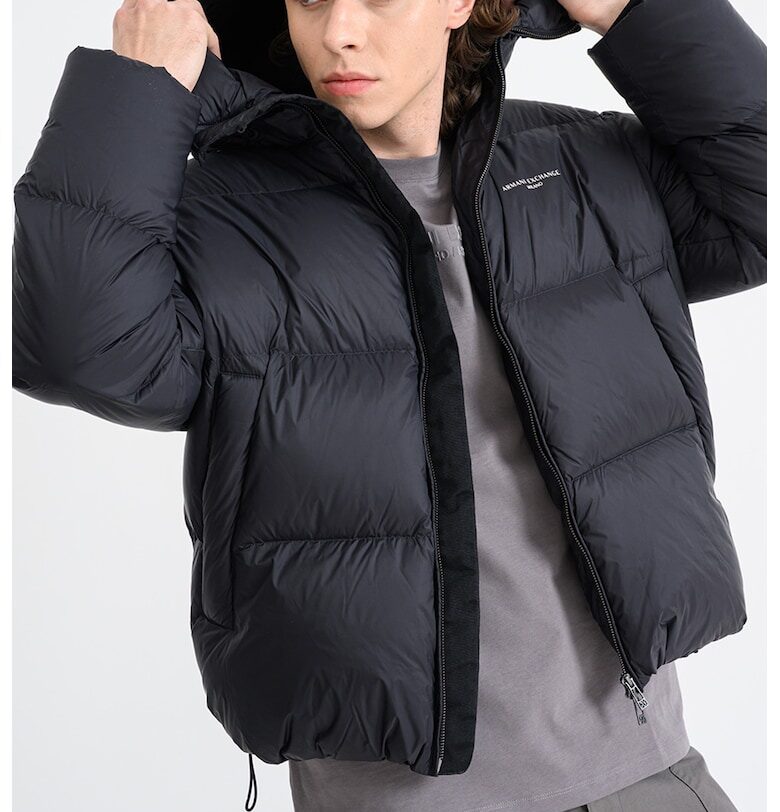 Зимно ватирано яке с качулка - Черен ARMANI EXCHANGE