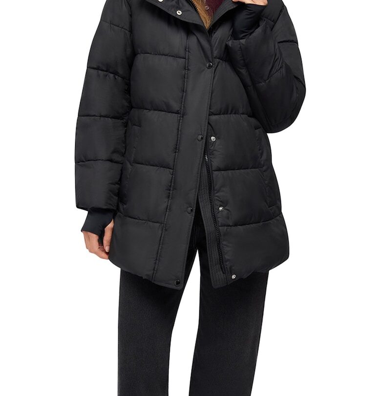 Зимно ватирано яке с качулка - Черен Geox