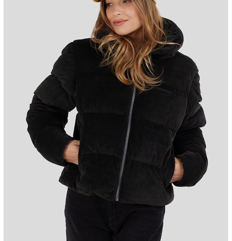 Зимно капитонирано яке Lina с джобове встрани - Черен Fundango