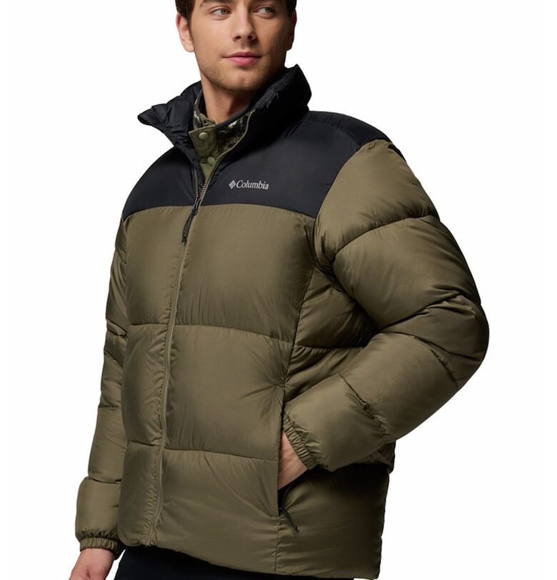 Зимно капитонирано яке Puffect III с бухнал дизайн - Черен/Маслинено зелено Columbia