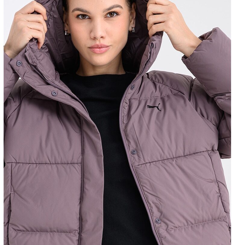 Зимно капитонирано яке с качулка и пухена вата - Бледовиолетов Puma