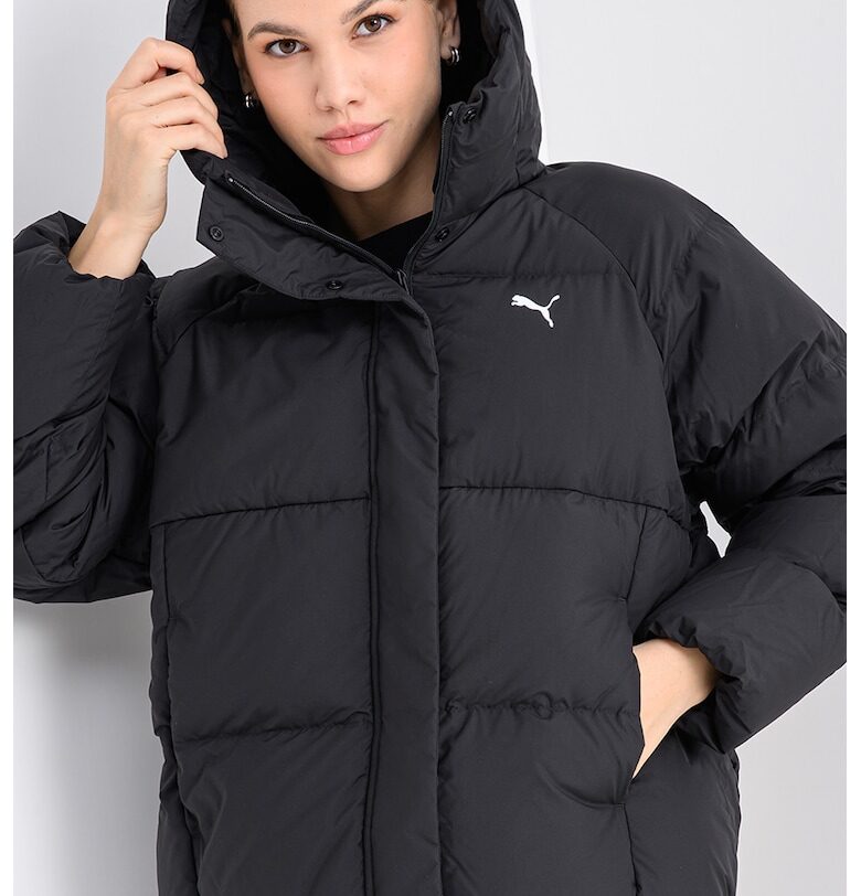 Зимно капитонирано яке с качулка и пухена вата - Черен Puma