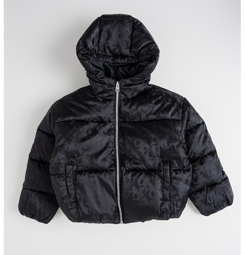 Зимно капитонирано яке с принт - Черен CALVIN KLEIN