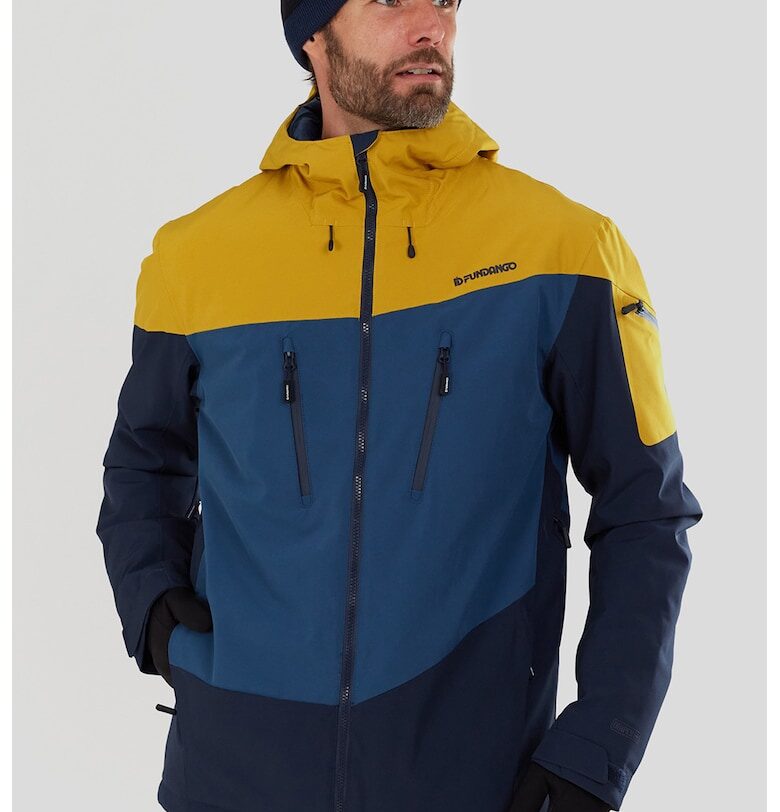 Зимно ски яке Privet Allmountain в цветен блок - Тъмносин/Шафраново жълто Fundango