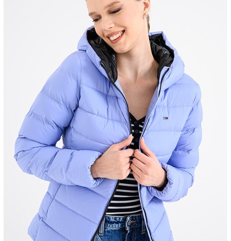 Зимно слим яке с качулка - Светлолилав Tommy Jeans