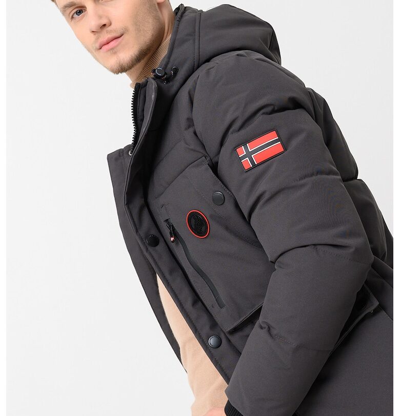 Зимно яке Albert с вата и качулка - Tъмносив Geographical Norway