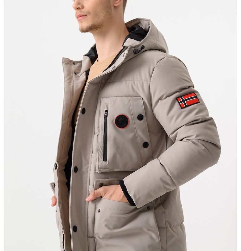 Зимно яке Albert с вата и качулка - Бежов Geographical Norway