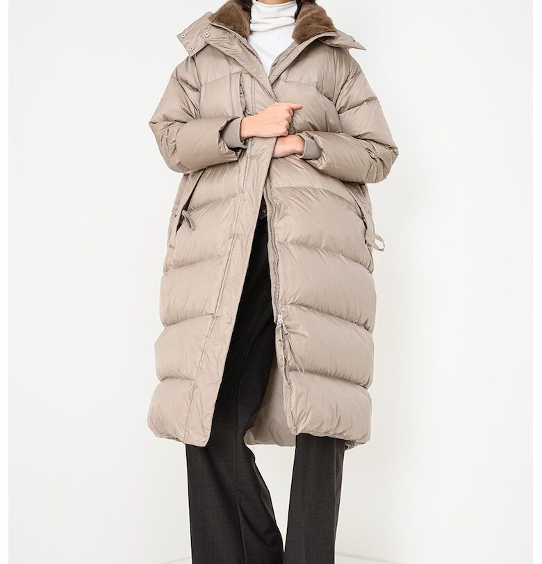 Зимно яке Armanda с качулка - Сиво-кафяв MaxCo