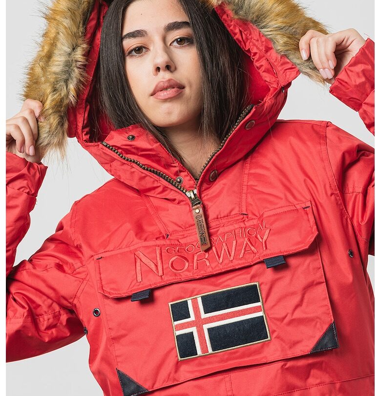 Зимно яке Aubergine с качулка - Червен Geographical Norway