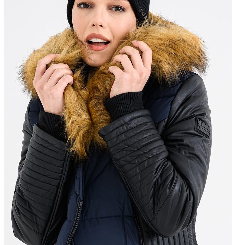 Зимно яке Ausmose с цип и еко пух - Черен/Тъмносин Geo Norway