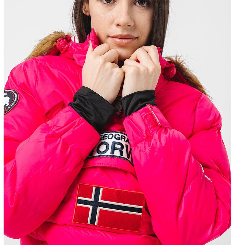 Зимно яке Belancolie с бродирано лого - Бял/Черен/Фуксия Geographical Norway