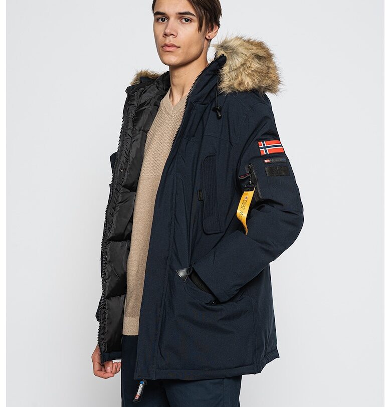 Зимно яке Bernard с качулка и еко пух - Тъмносин Geographical Norway