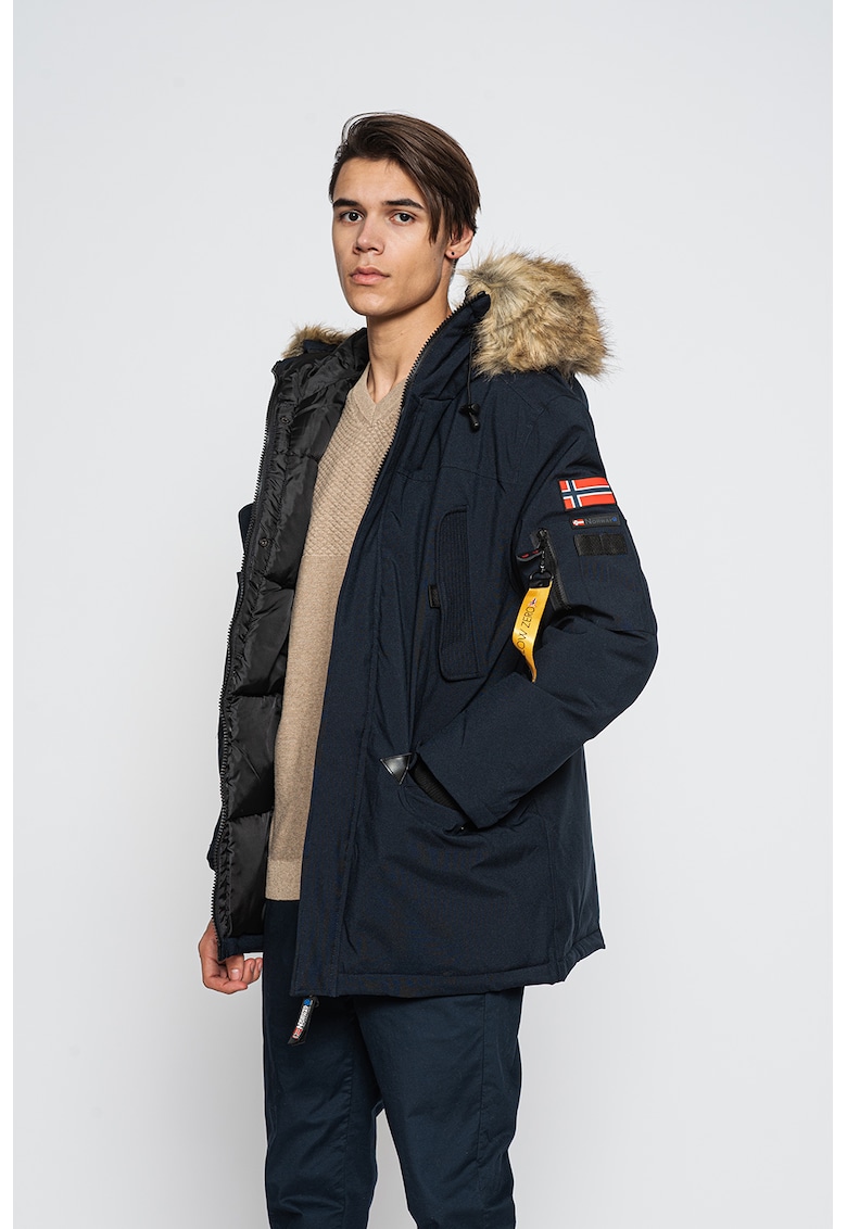 Зимно яке Bernard с качулка и еко пух - Тъмносин Geographical Norway