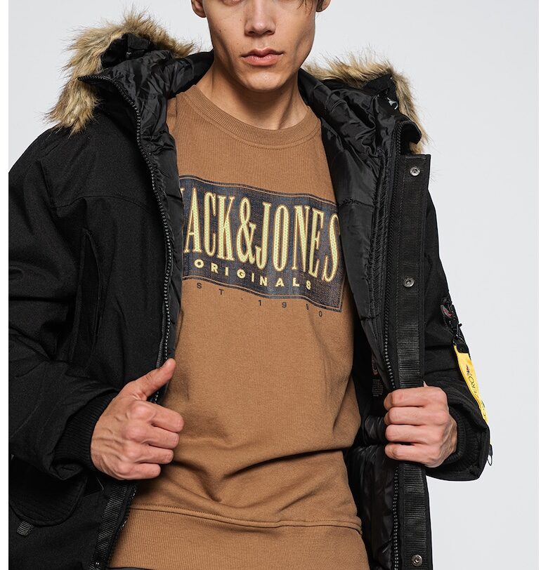 Зимно яке Bernard с качулка и еко пух - Черен Geographical Norway