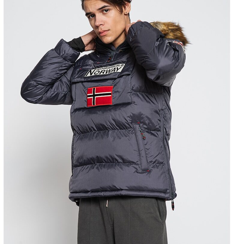 Зимно яке Bilboquet с качулка - без закопчаване - Tъмносив Geographical Norway