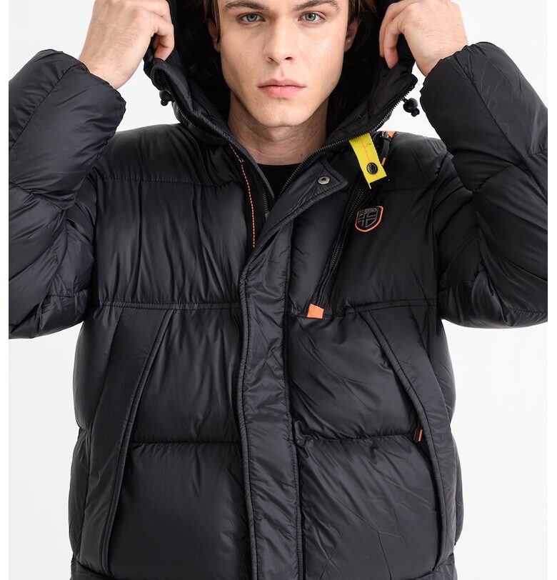 Зимно яке Bodir с цип и качулка - Черен/Оранжев Geographical Norway