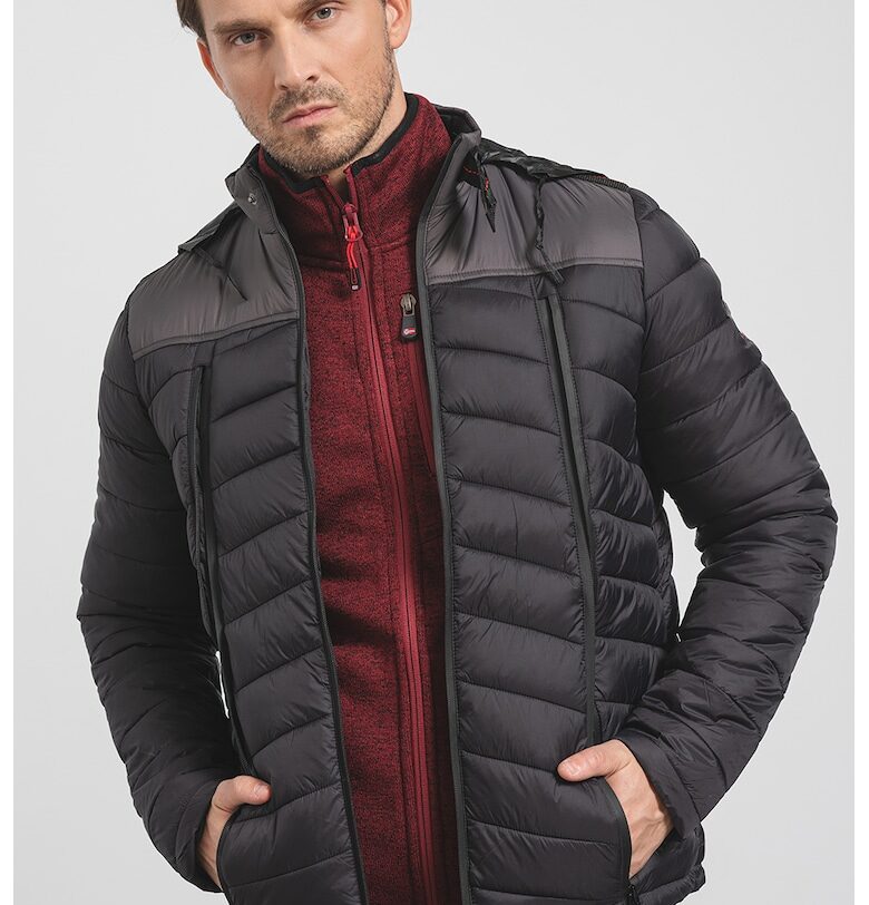 Зимно яке Borelo с качулка и вата - Черен Geographical Norway