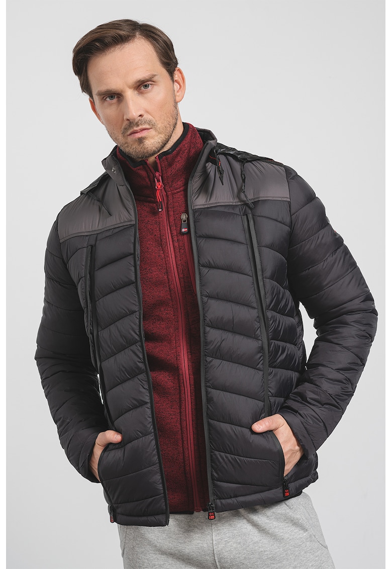 Зимно яке Borelo с качулка и вата - Черен Geographical Norway