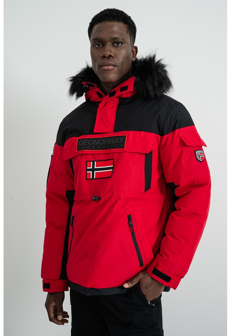 Зимно яке Bruno с регулируема талия - Червен/Черен/Мръснобял Geo Norway