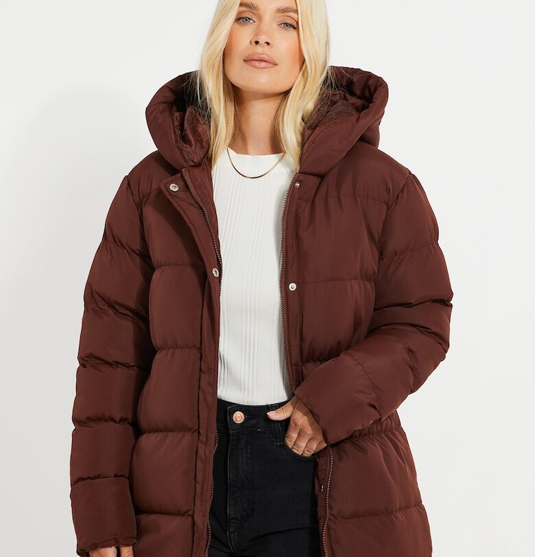 Зимно яке Hayley 7449 с качулка - Тъмнокафяв Threadbare