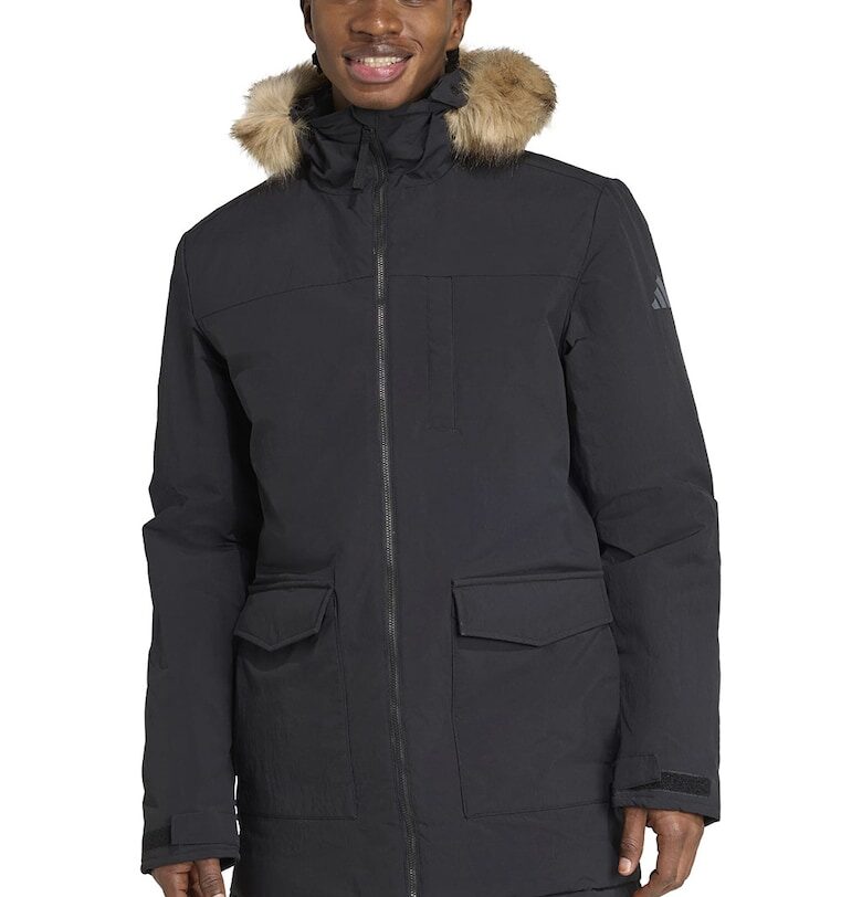 Зимно яке Paveric с качулка - Антрацитно сиво adidas Sportswear