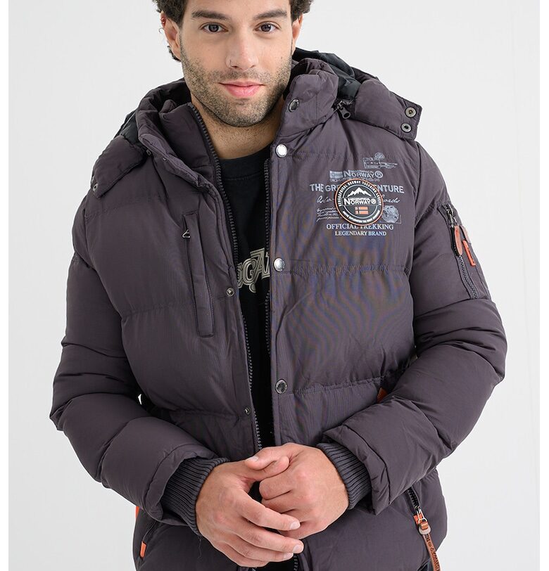 Зимно яке Verveine с отделяща се качулка - Меланж тъмно сиво Geographical Norway