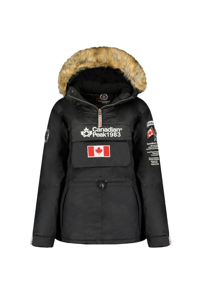 Зимно яке за момичета - бяло - полиестер - качулка със сваляща се козина - синтетичен пълнеж - 128 см Canadian Peak